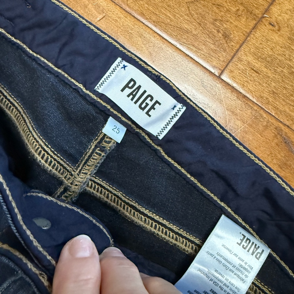 PAIGE Edgemont Zip Detail Skinny Jeans Dark Wash Size 25 NWT - Picture 6 of 11